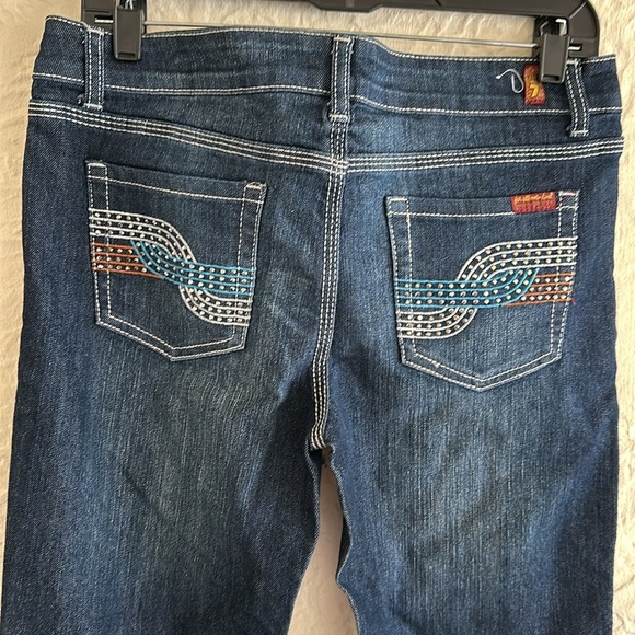 7 for all mankind Dark Wash A Pocket Cropped Jeans Embroidered Stud Pockets 29 - Picture 2 of 11